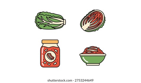 Baechu Kimchi Line art vector creative abstract theme