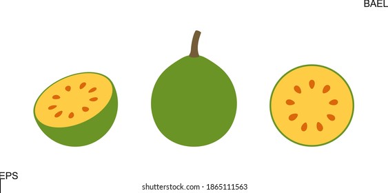 Bael fruit logo. Isolated bael  fruit on white background
