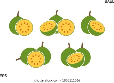 Bael fruit logo. Isolated bael  fruit on white background