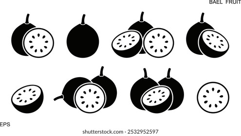 Bael fruit logo. Isolated bael  fruit on white background