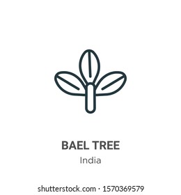 Bael tree outline vector icon. Thin line black bael tree icon, flat vector simple element illustration from editable india concept isolated on white background