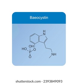 Baeocystin molecular structure, skeletal formula diagram on blue background. Scientific EPS10 vector illustration.