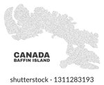 Baffin Island map designed with small points. Vector abstraction in black color is isolated on a white background. Scattered small points are organized into Baffin Island map.