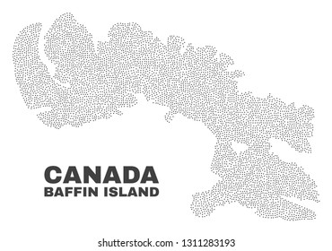 Baffin Island map designed with small points. Vector abstraction in black color is isolated on a white background. Scattered small points are organized into Baffin Island map.