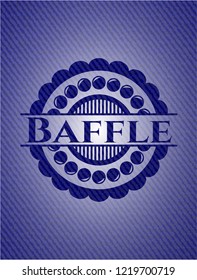 Baffle badge with denim texture