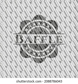 Baffle silver badge. Scales pattern. Vector Illustration. Detailed. 