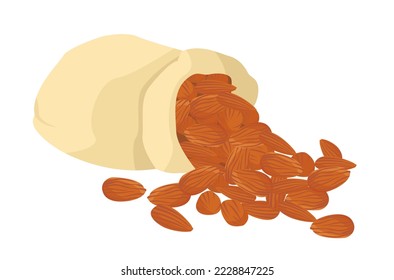a bag of almond on white