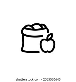 Bag of Apple Fruit Vegetable Food Monoline Symbol Icon Logo for Graphic Design UI UX and Website