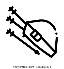 Bag With Archery Arrows Icon Thin Line Vector. Package Container For Carrying And Storing Arrows Concept Linear Pictogram. Monochrome Outline Sign Isolated Contour Symbol Illustration