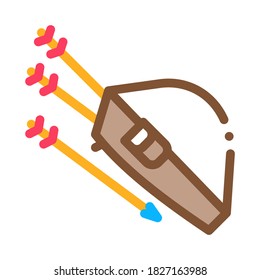 Bag With Archery Arrows Icon Thin Line Vector. Package Container For Carrying And Storing Arrows Color Symbol Illustration