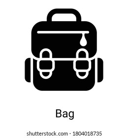 bag, back pack glyph icon isolated on white background