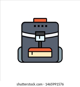 Bag, Back bag, School, Service  Flat Color Icon. Vector icon banner Template. Vector Icon Template background