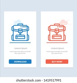 Bag, Back bag, Service, Hotel  Blue and Red Download and Buy Now web Widget Card Template