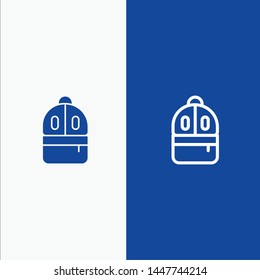 Bag, Back bag, Study, Read Line and Glyph Solid icon Blue banner Line and Glyph Solid icon Blue banner