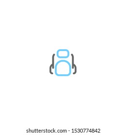 Bag or backpack Icon for school, university, student and other, with colorize outline style and very useful icon