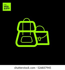 Bag and backpack isolated single linear icon for websites and mobile minimalistic flat design.