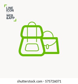 Bag and backpack isolated single linear icon for websites and mobile minimalistic flat design.