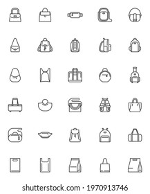 Bag and Backpack line icons set. linear style symbols collection, outline signs pack. Women handbag vector graphics. Set includes icons as shopping bag, schoolbag, rucksack, knapsack, sport haversack