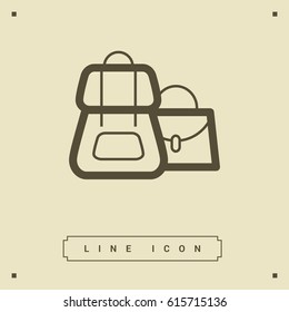 Bag and backpack line vector icon