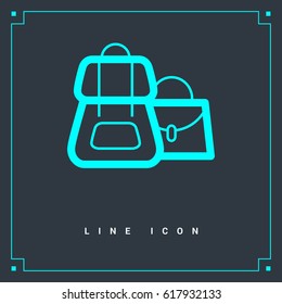 Bag and backpack line vector icon