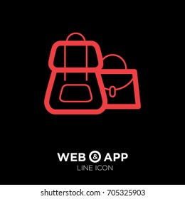 Bag and backpack line vector icon