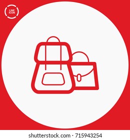 Bag and backpack line vector icon