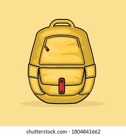 Bag backpack vector illustration yellow color back to school equipment cartoon design