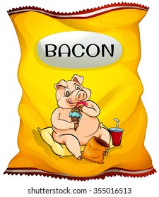 Bag of bacon chips illustration