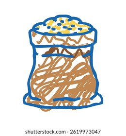 bag barley grain doodle icon sketch vector. bag barley grain sign. isolated symbol illustration
