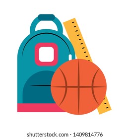 bag with basketball and rule icon cartoon vector illustration graphic design
