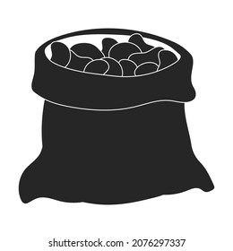 Beutel Bohnen Vektorschwarz Symbol. Vektorgrafik-Taschenbohne auf weißem Hintergrund. Isolierte Cartoon-Illustration Symbol für Bohnen .