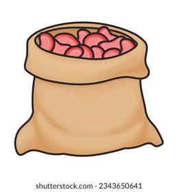 Bag beans vector color icon. Vector illustration bag bean on white background. Isolated color illustration icon of beans .