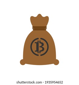 Bag of bitcoins. full bag of cryptocurrency. 21st Century Digital Treasure