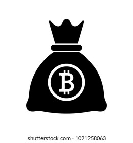 Bag of bitcoins vector icon.
