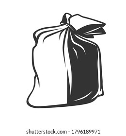 Bag. Black and white vector objects.