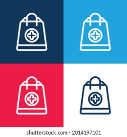 Bag blue and red four color minimal icon set