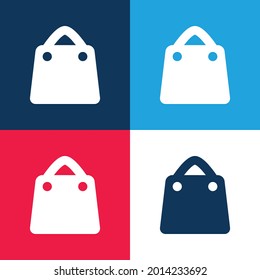 Bag blue and red four color minimal icon set