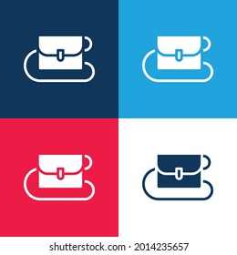 Bag blue and red four color minimal icon set