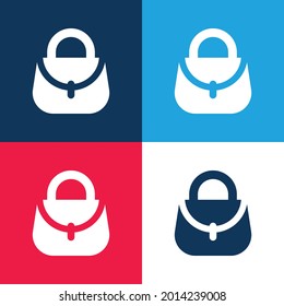 Bag blue and red four color minimal icon set