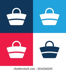 Bag blue and red four color minimal icon set