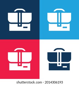 Bag blue and red four color minimal icon set