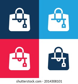 Bag blue and red four color minimal icon set