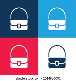 Bag blue and red four color minimal icon set