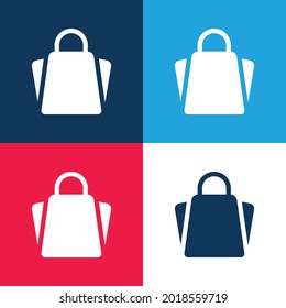 Bag blue and red four color minimal icon set