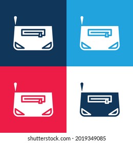 Bag blue and red four color minimal icon set