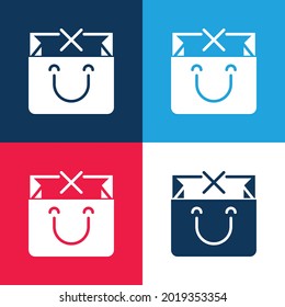 Bag blue and red four color minimal icon set