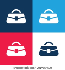 Bag blue and red four color minimal icon set