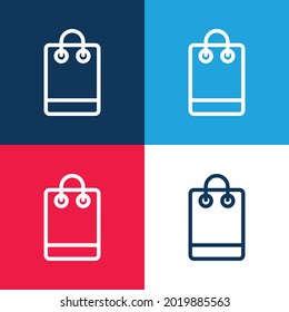 Bag blue and red four color minimal icon set
