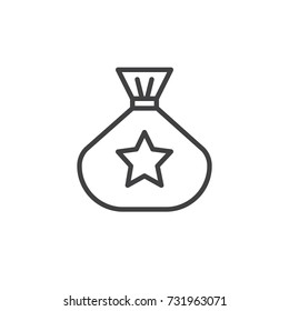 Bag of bonus money line icon, outline vector sign, linear style pictogram isolated on white. Achievement symbol, logo illustration. Editable stroke