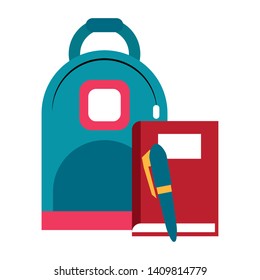 bag with book and pen icon cartoon vector illustration graphic design